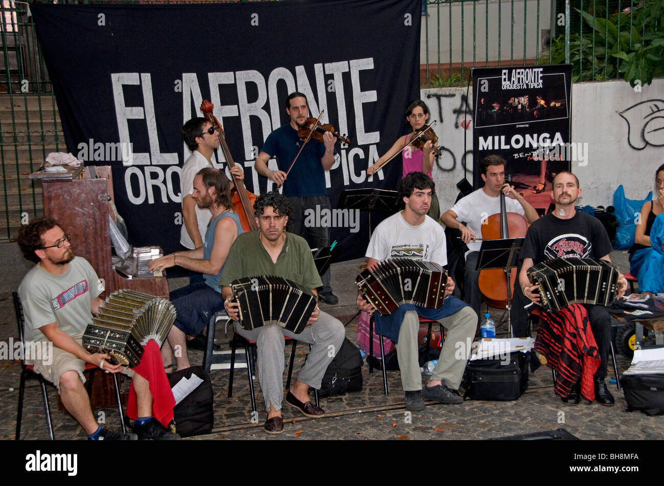 Buenos Aires San Telmo Street Elafronte music accordionist Stock Photo