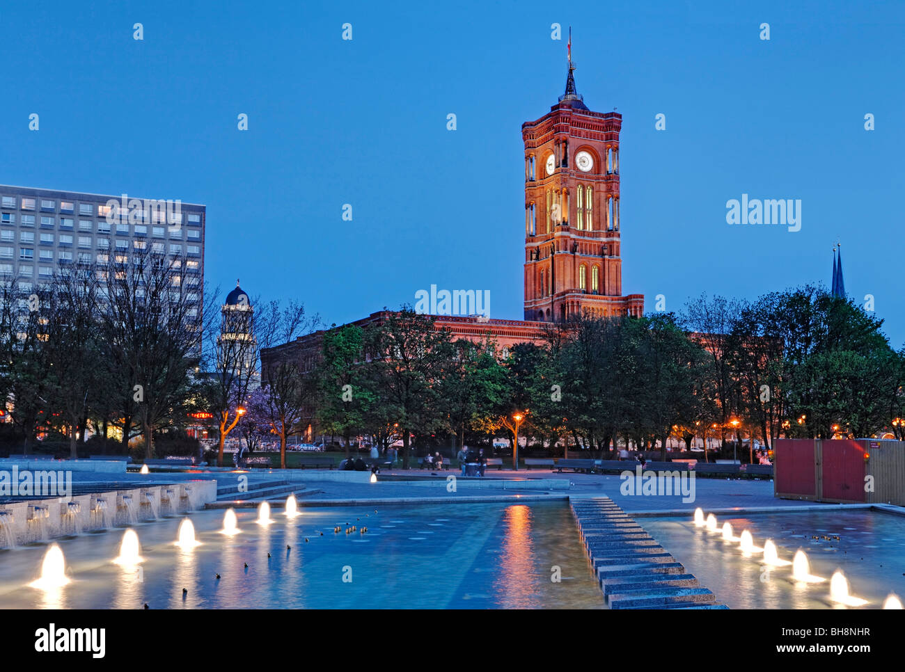 Rotes Rathaus, Red Town Hall on Alexanderplatz Square, Berlin, Germany, Europe Stock Photo