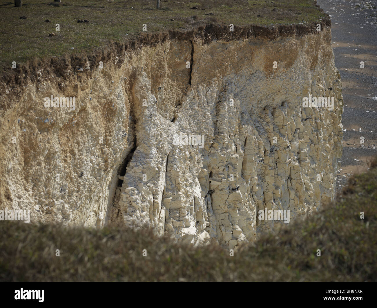 soil erosion and land slip and cliff edge, south downs Stock Photo