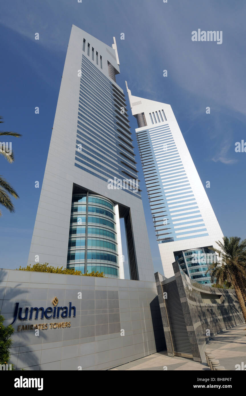 The Emirates Towers in Dubai, United Arab Emirates Stock Photo