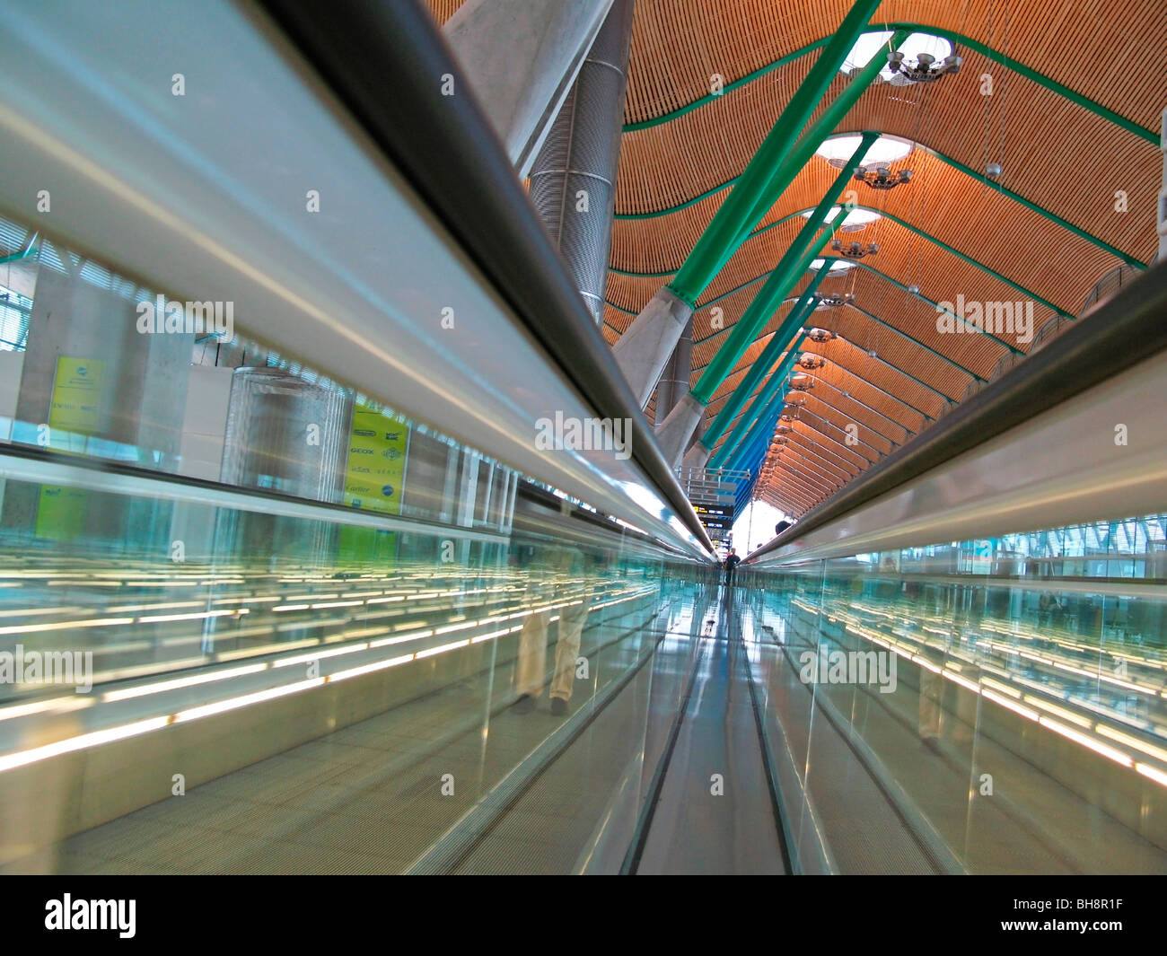 People mover Madrid Barajas International Airport Interior  reflections abstract Stock Photo