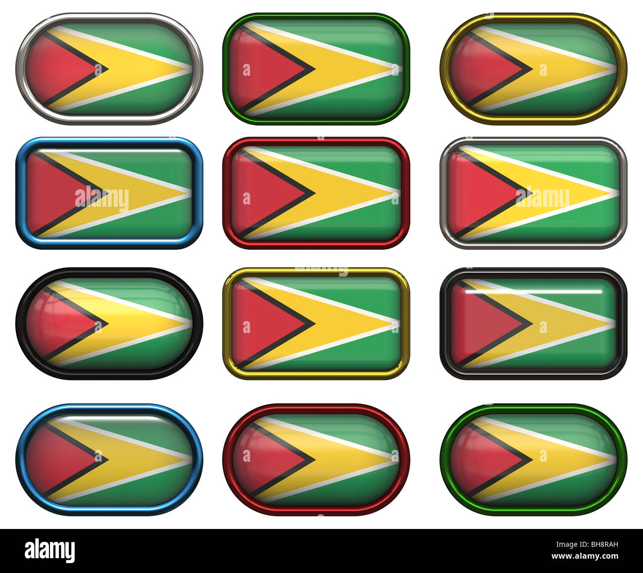 twelve buttons of the Flag of Guyana Stock Photo - Alamy