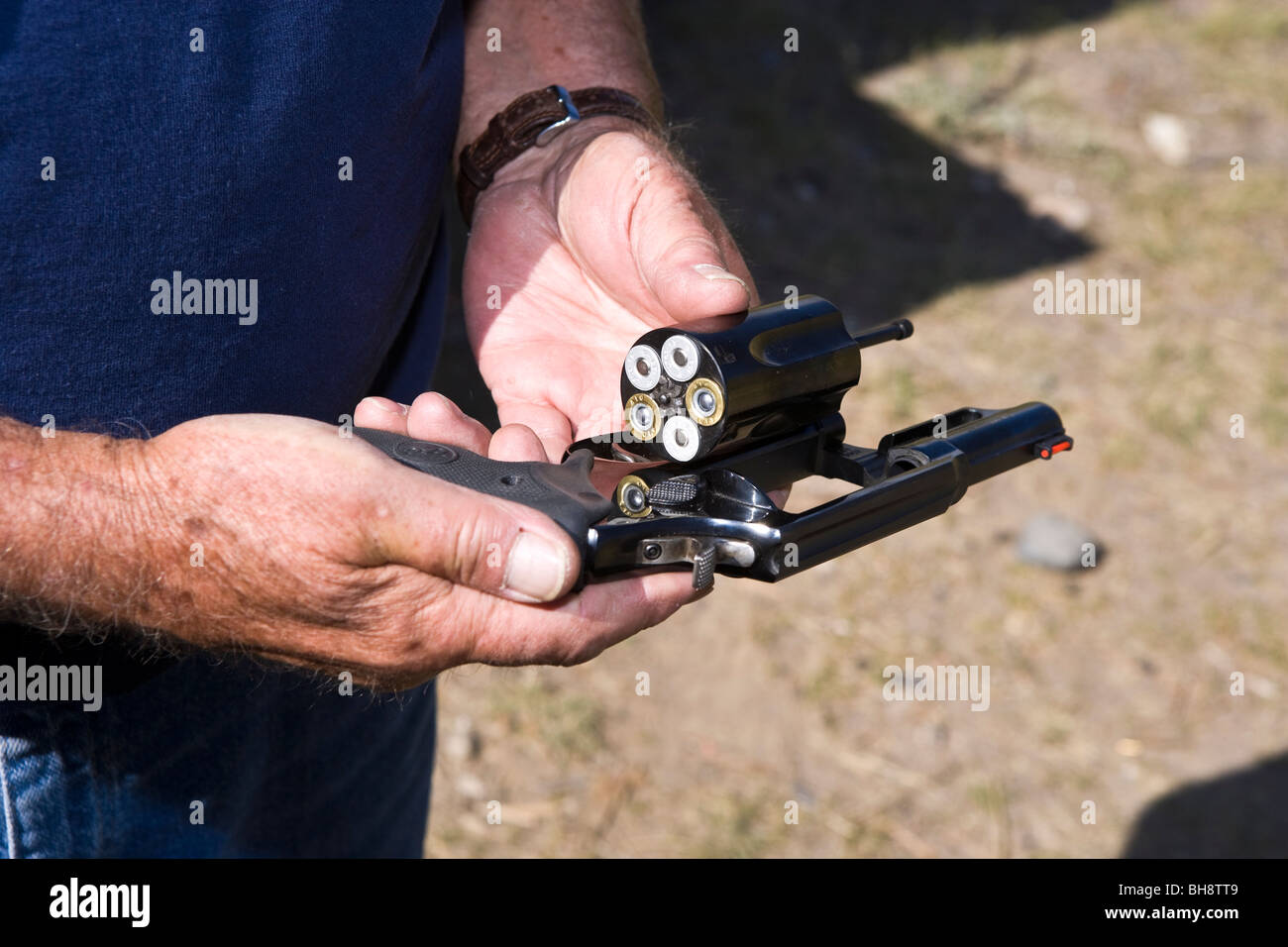 Taurus Judge five shot revolver handgun, chambered for .410 bore shot shells and  .45 Colt cartridge Stock Photo