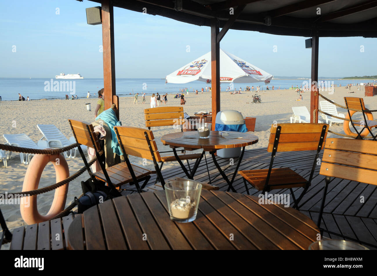 Beach pub at Baltic Sea, Swinoujscie, Poland Stock Photo