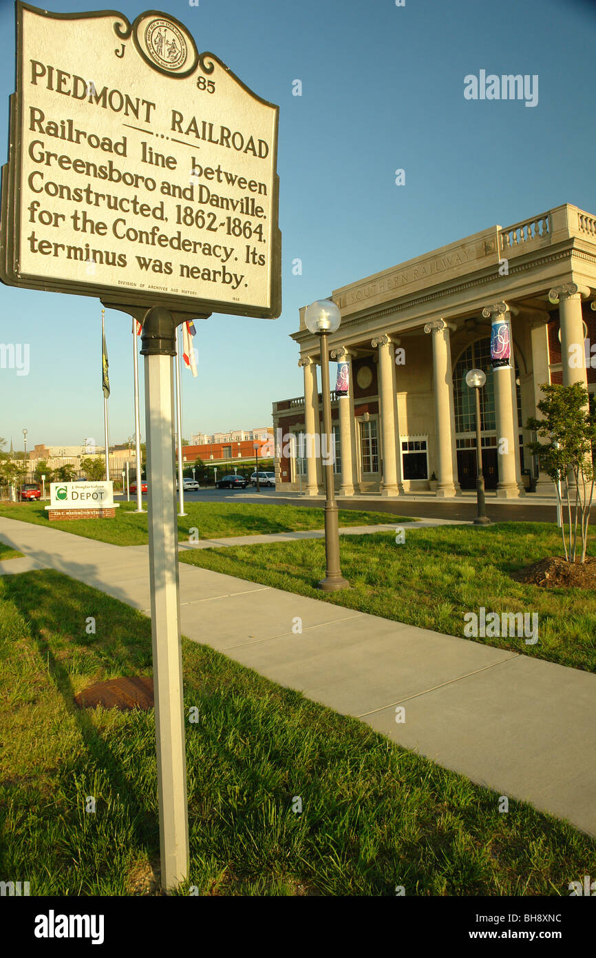 AJD64239, Greensboro, NC, North Carolina, Downtown, Train Station, Southern Railway Stock Photo