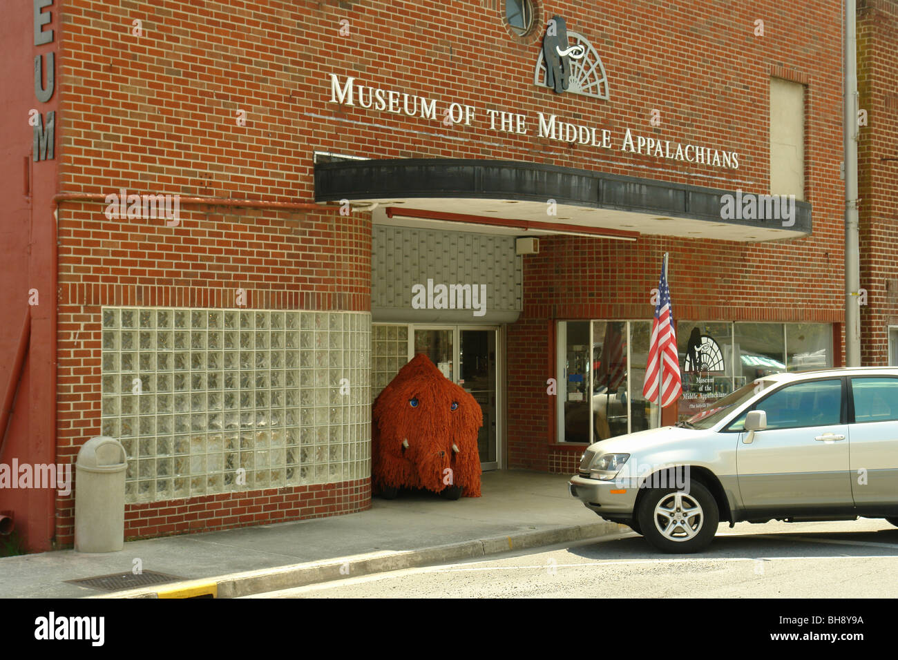 AJD64357, Saltville, VA, Virginia, Museum of the Middle Appalachians, Mammoth Elephant Statue Stock Photo