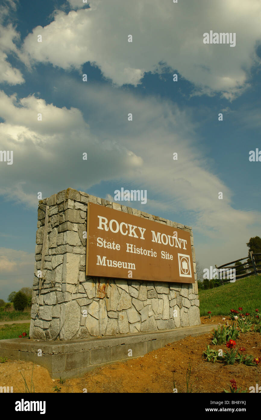 AJD64412, Piney Flats, TN, Tennessee, Rocky Mount State Historic Museum, entrance sign Stock Photo