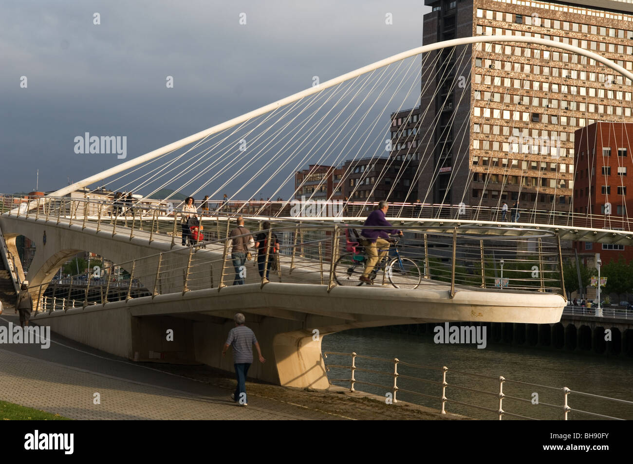 Puente Zubizuri, Bilbao, Euskal Herria, Pais Vasco, Spain Stock Photo