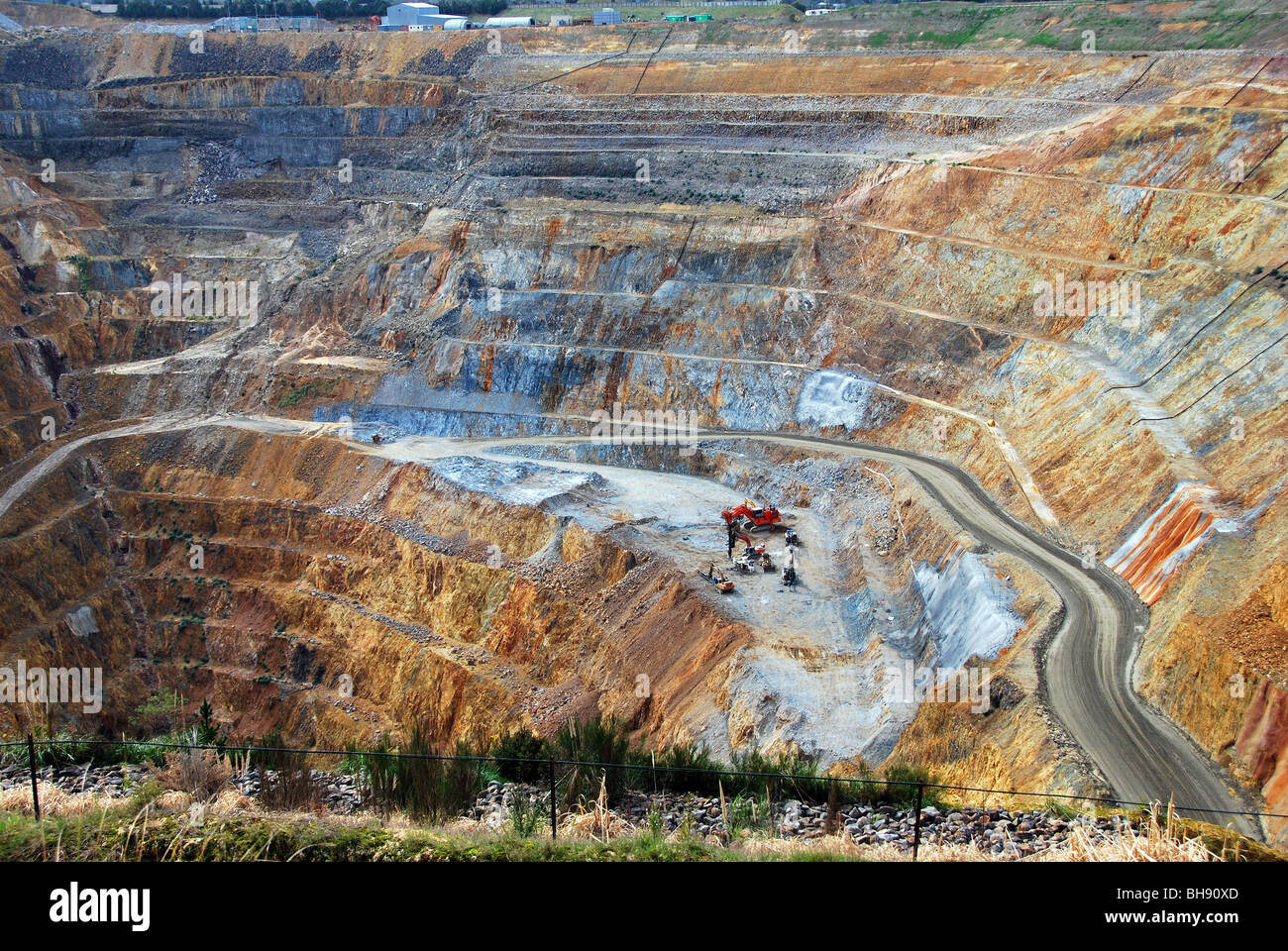 Waihi open cast gold and silver mine, Waihi, North Island, New Zealand, owned by the Newmont Corporation Stock Photo