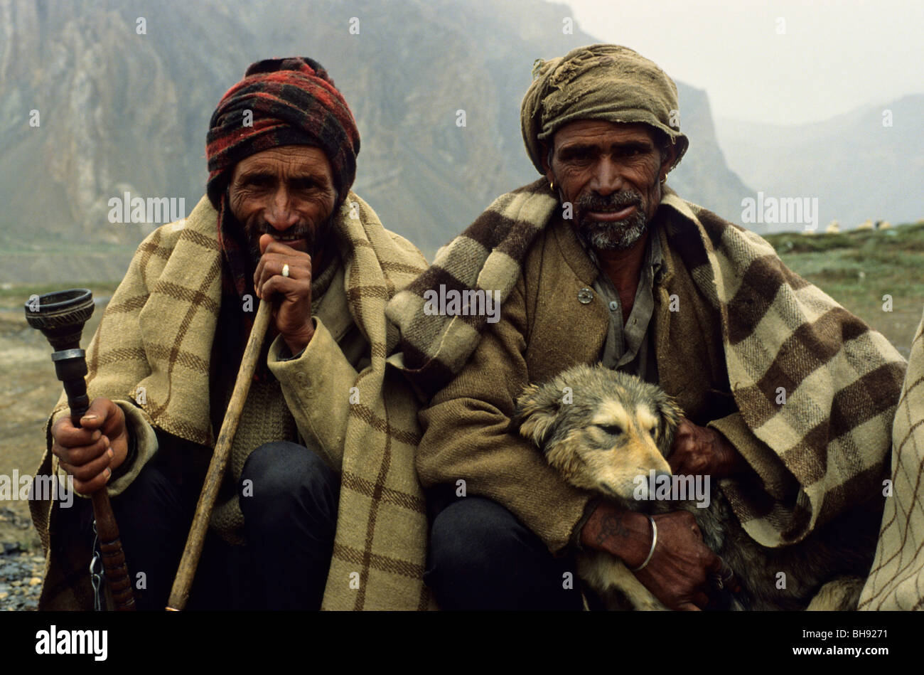 Two Sheperds from Lahoul, a northern province of India. Stock Photo