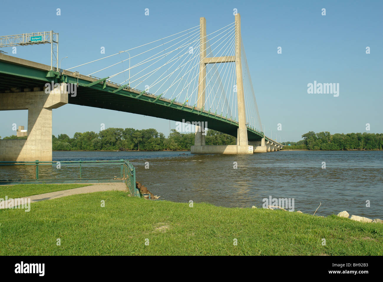 AJD65145, Burlington, IA, Iowa, Mississippi River, bridge Stock Photo