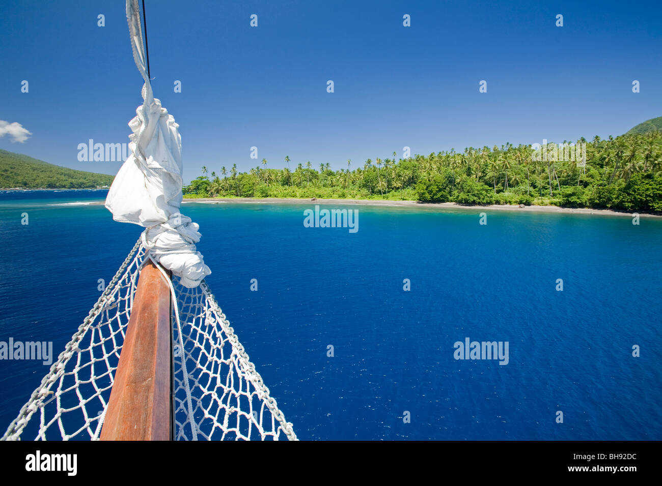 Sailing near Tahulandang Island, Sangihe-Talaud Archipelago, Sulawesi, Indonesia Stock Photo