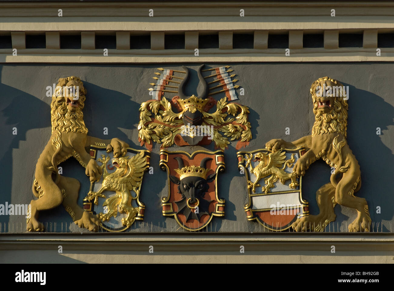 Stone Gate Rostock Coats of arms at Steintor gate in Rostock in Mecklenburg-West Pomerania ...