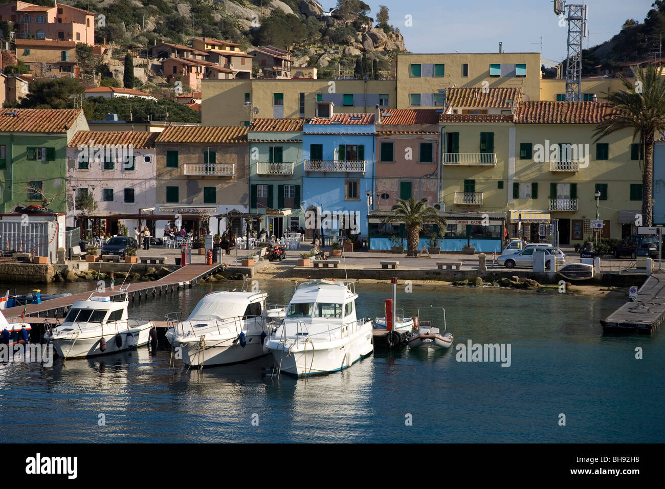 Harbour of Porto, Giglio Island, Mediterranean Sea, Italy Stock Photo