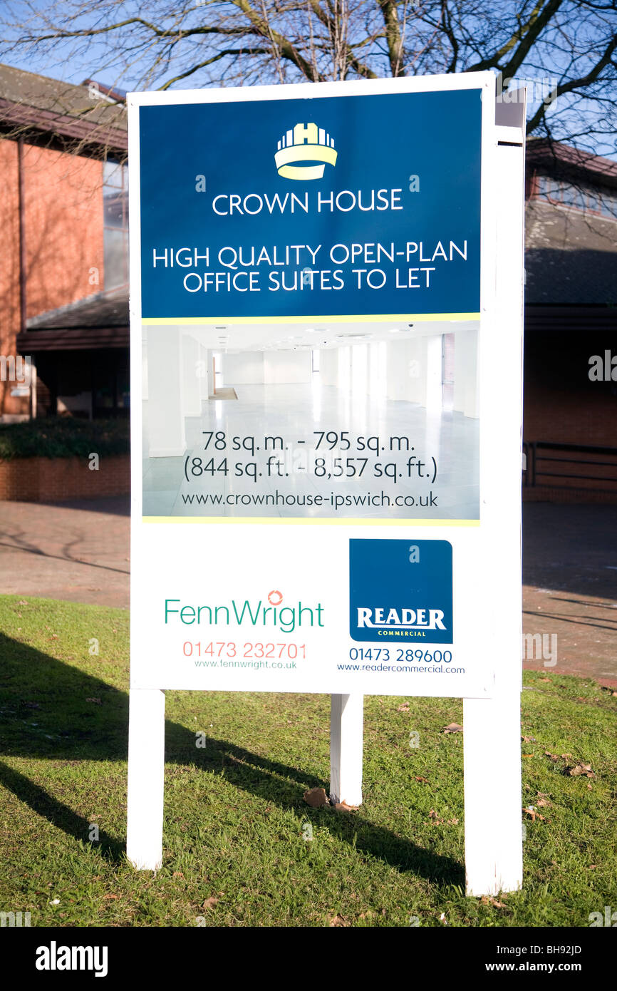 Advertising board for high quality office suites to let Stock Photo