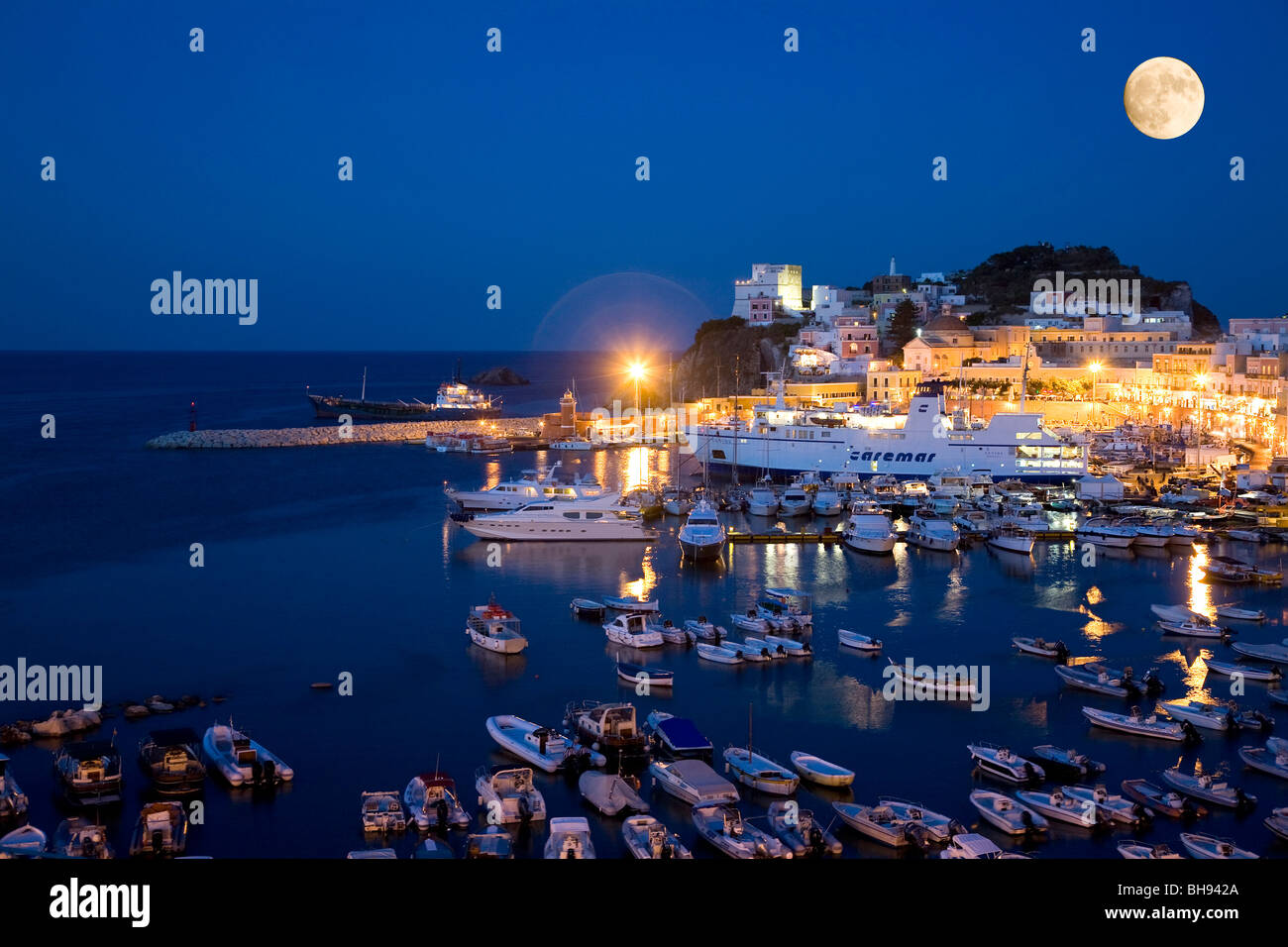 Harbour at Ponza Island, Ponza, Mediterranean Sea, Italy Stock Photo