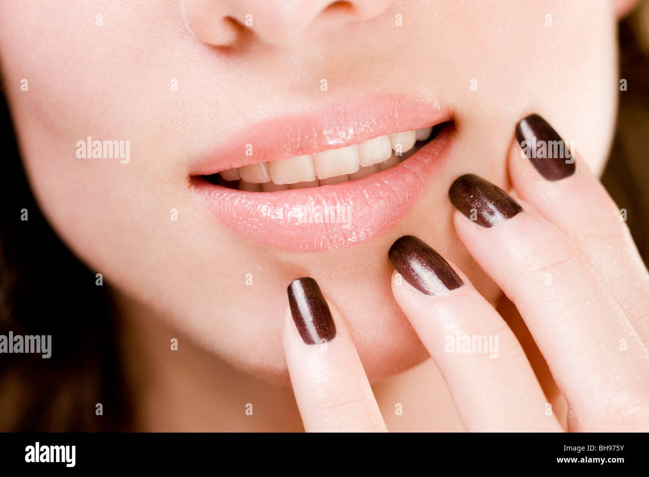 close up of woman lips Stock Photo