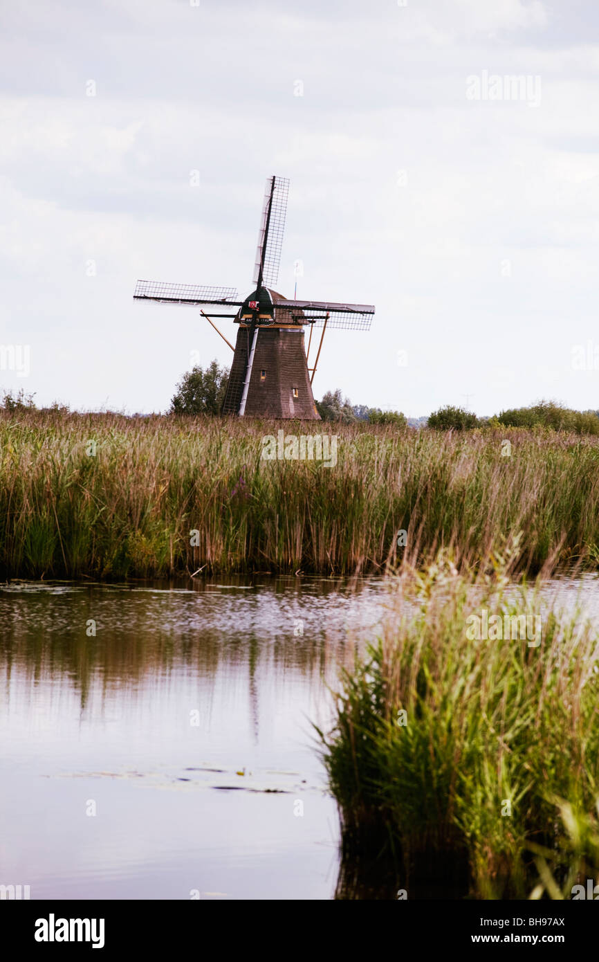 Windmill in Kinderdijk Zuid-Holland the Netherlands Stock Photo