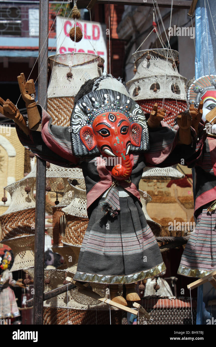Nepalaise puppet 2 faces ganesh and kumari crafts handmade g4-1637 