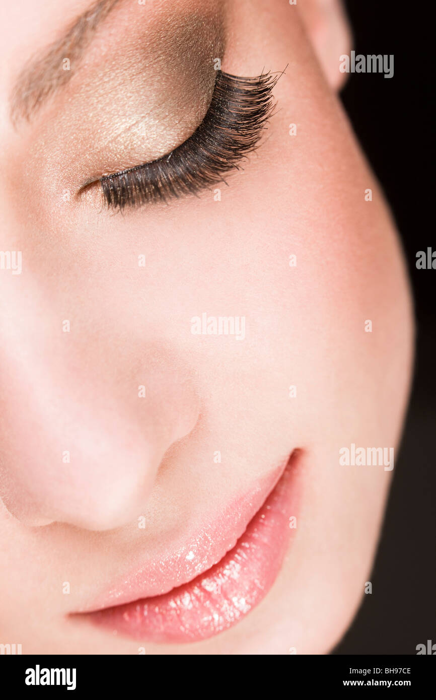 beauty woman with fake eye lashes Stock Photo