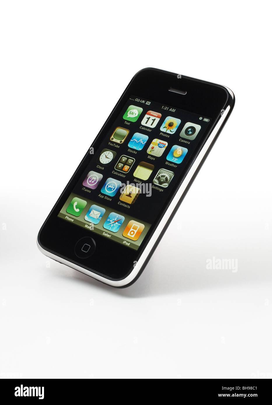 Apple iPhone cut out on a white background with shadow and clipping path. Stock Photo
