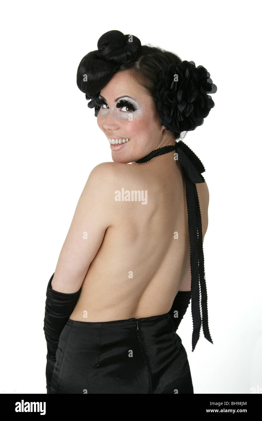 Portrait of a Smiling Burlesque Performer Stock Photo