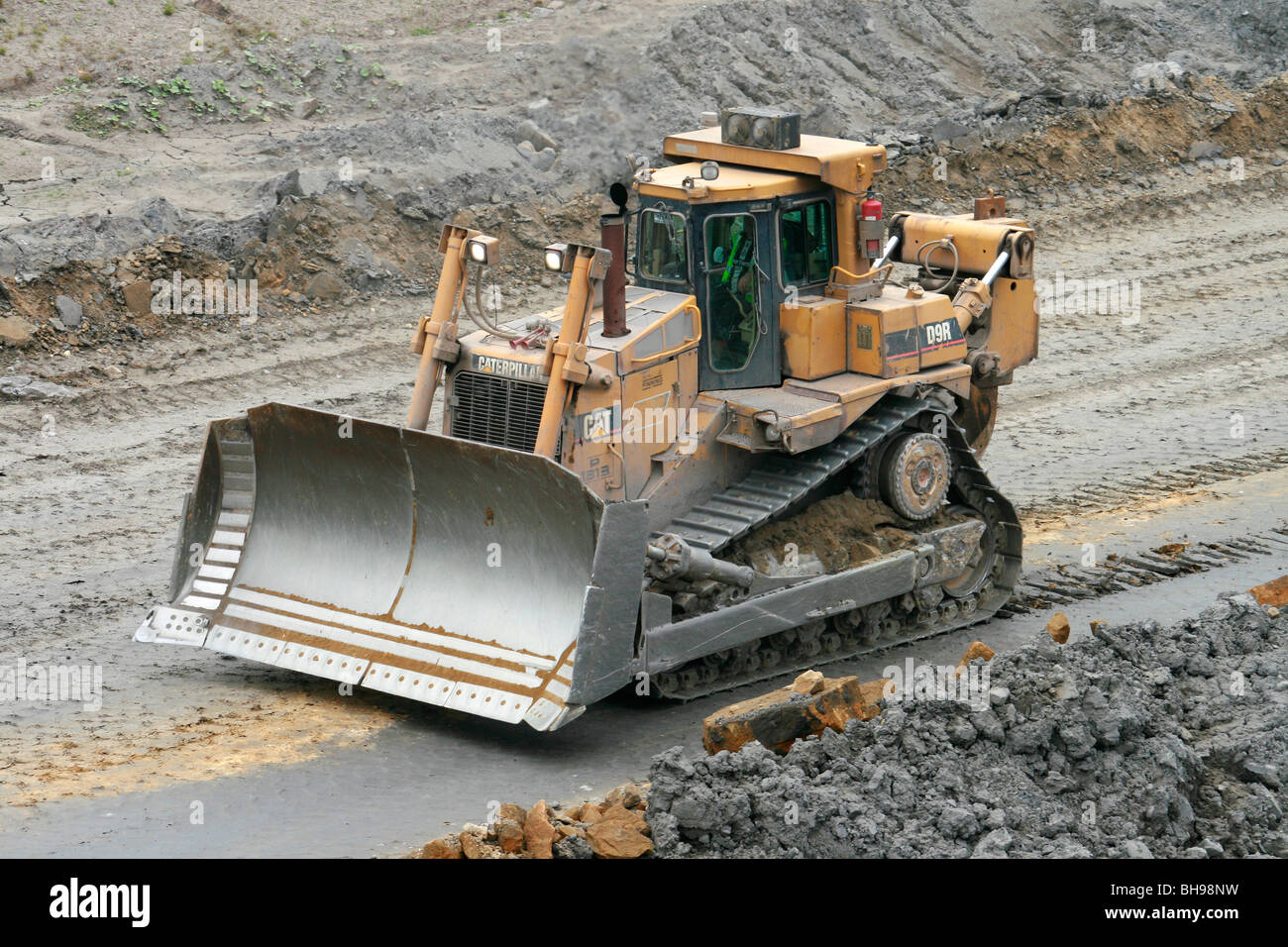 Vehicles working in a quarry in Northumberland, UK. Stock Photo