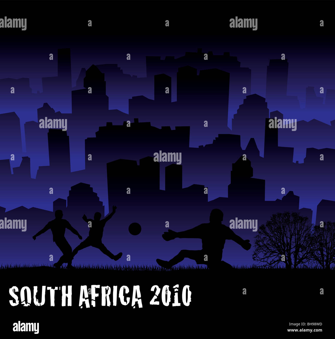 South africa 2010 football tournament inspired illustration with city