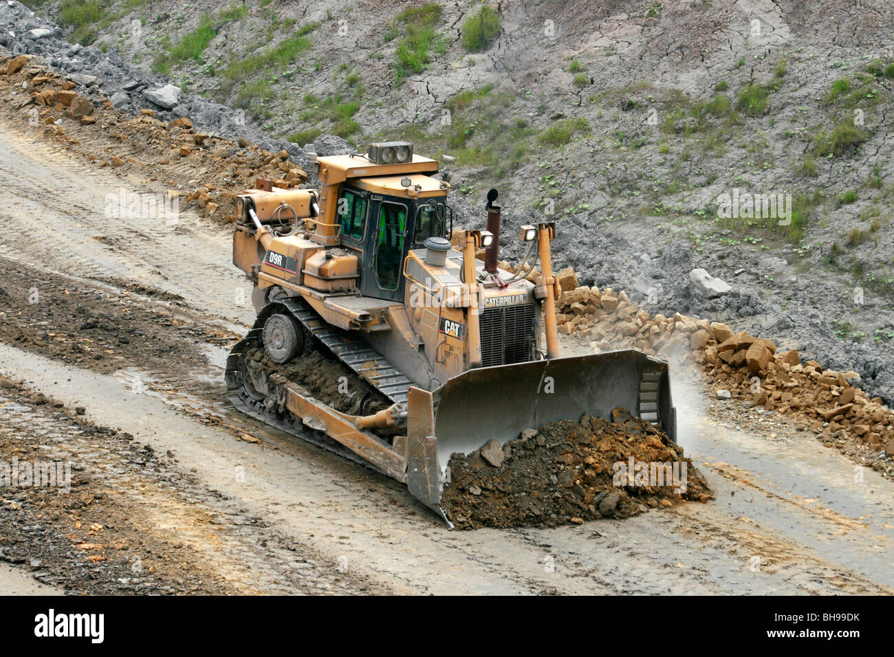 Vehicles working in a quarry in Northumberland, UK. Stock Photo