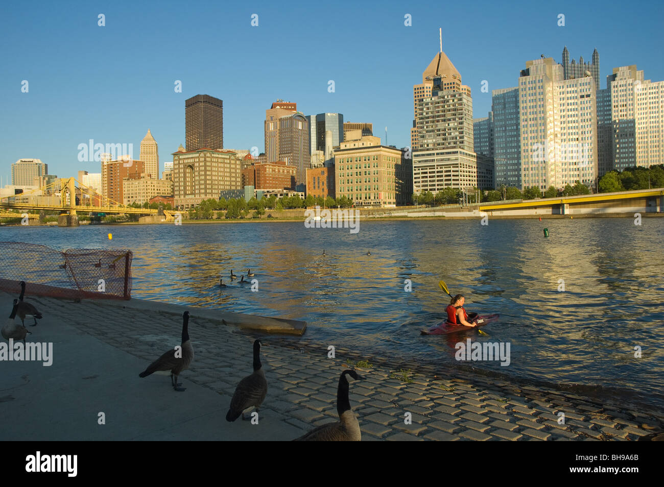 Pittsburgh, Pennsylvania skyline and Allegheny River Stock Photo