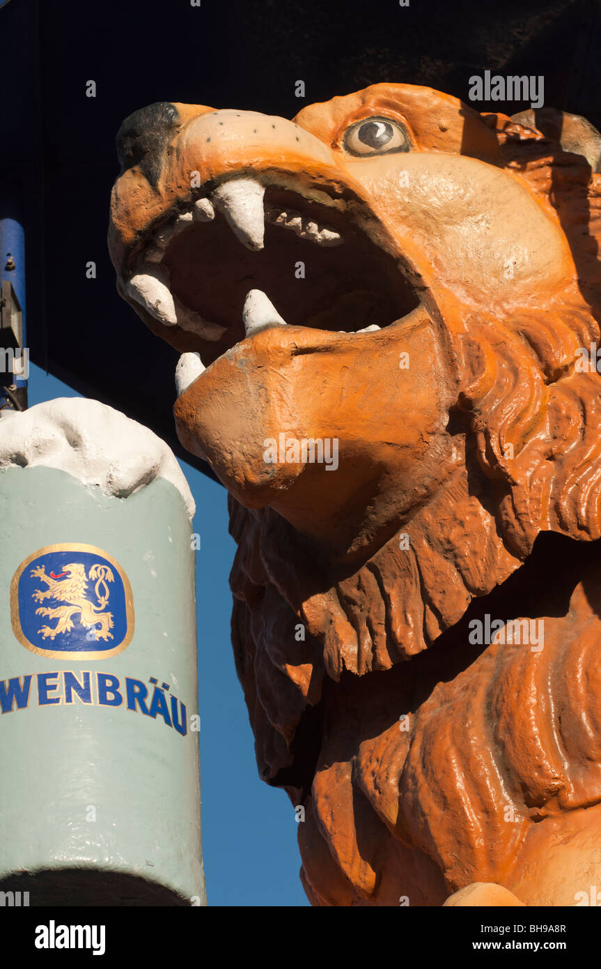 Beer drinking lion in Munich, Germany Stock Photo