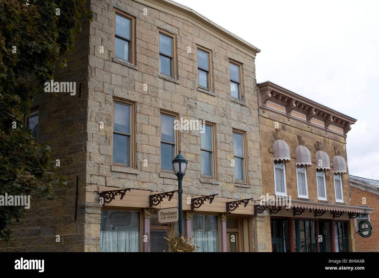 century buildings in downtown Mineral Point, Wisconsin, USA, North America Stock