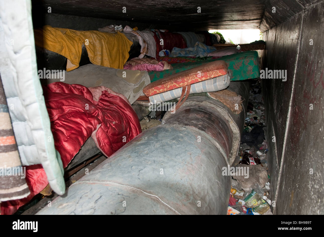 Homeless bedding on steam pipes underground in Ploiesti Romania Eastern Europe Stock Photo Alamy