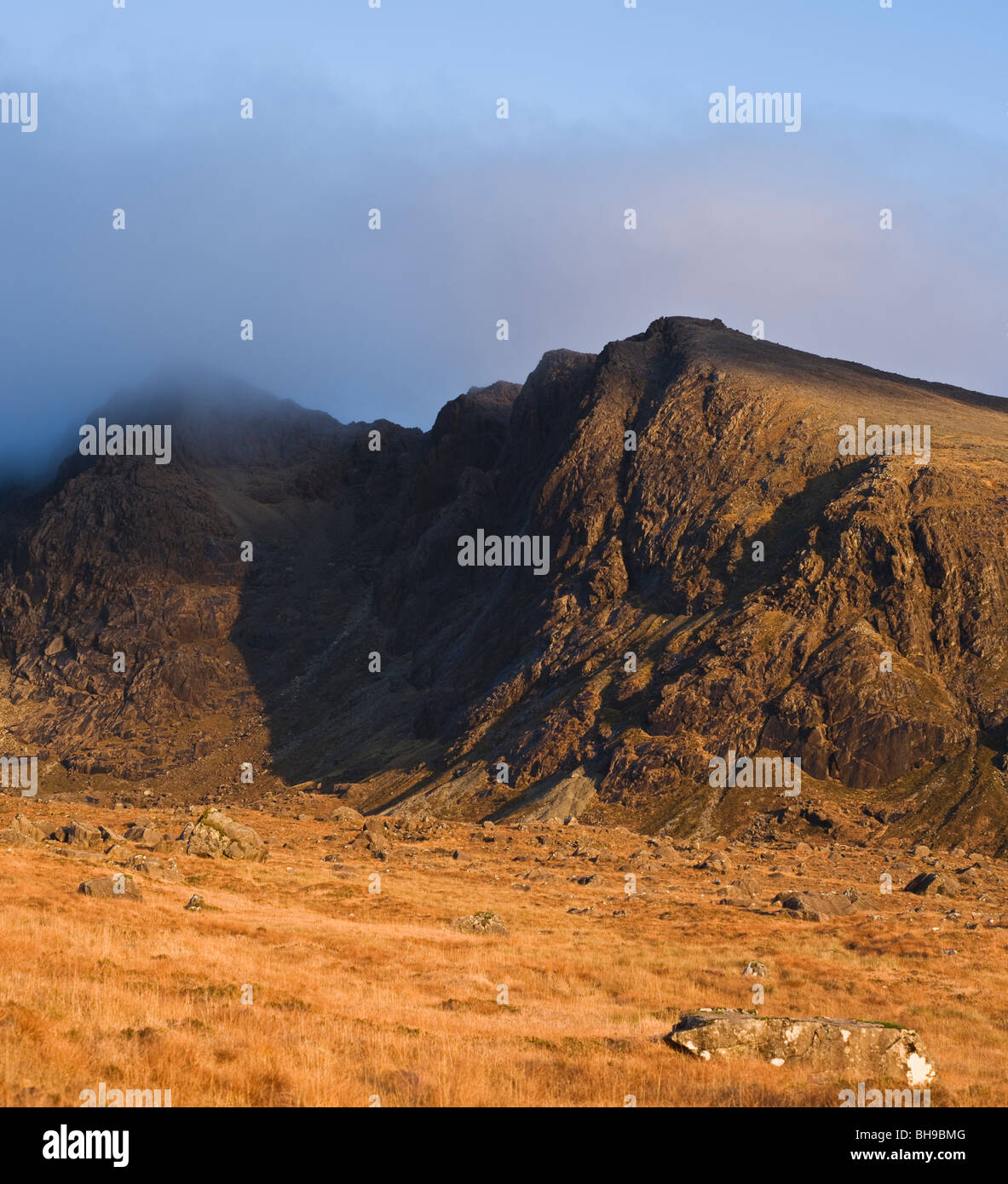Black Cuillin hills as seen from Glenbrittle, Isle of Skye, Scotland Stock Photo