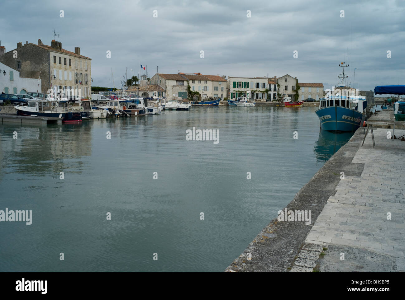Harbour at St Martin, ÎÎe de Ré, Bay of Biscay, France in the evening Stock Photo