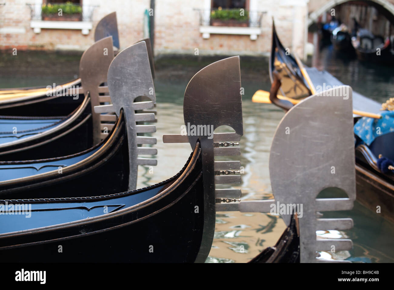 Venetian gondolas detail, Venice, Italy Stock Photo - Alamy