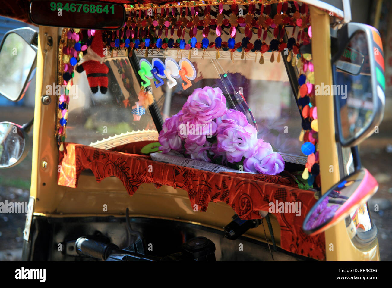 Interoir of an auto rickshaw. Stock Photo