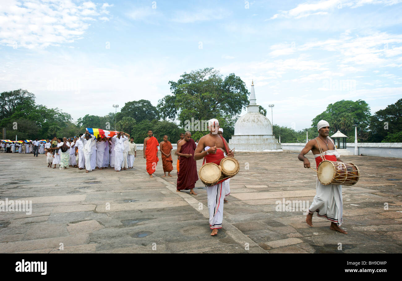 A  parade at Ruwanweliseya (Dagoba) Anuradhapura Sri Lanka Stock Photo