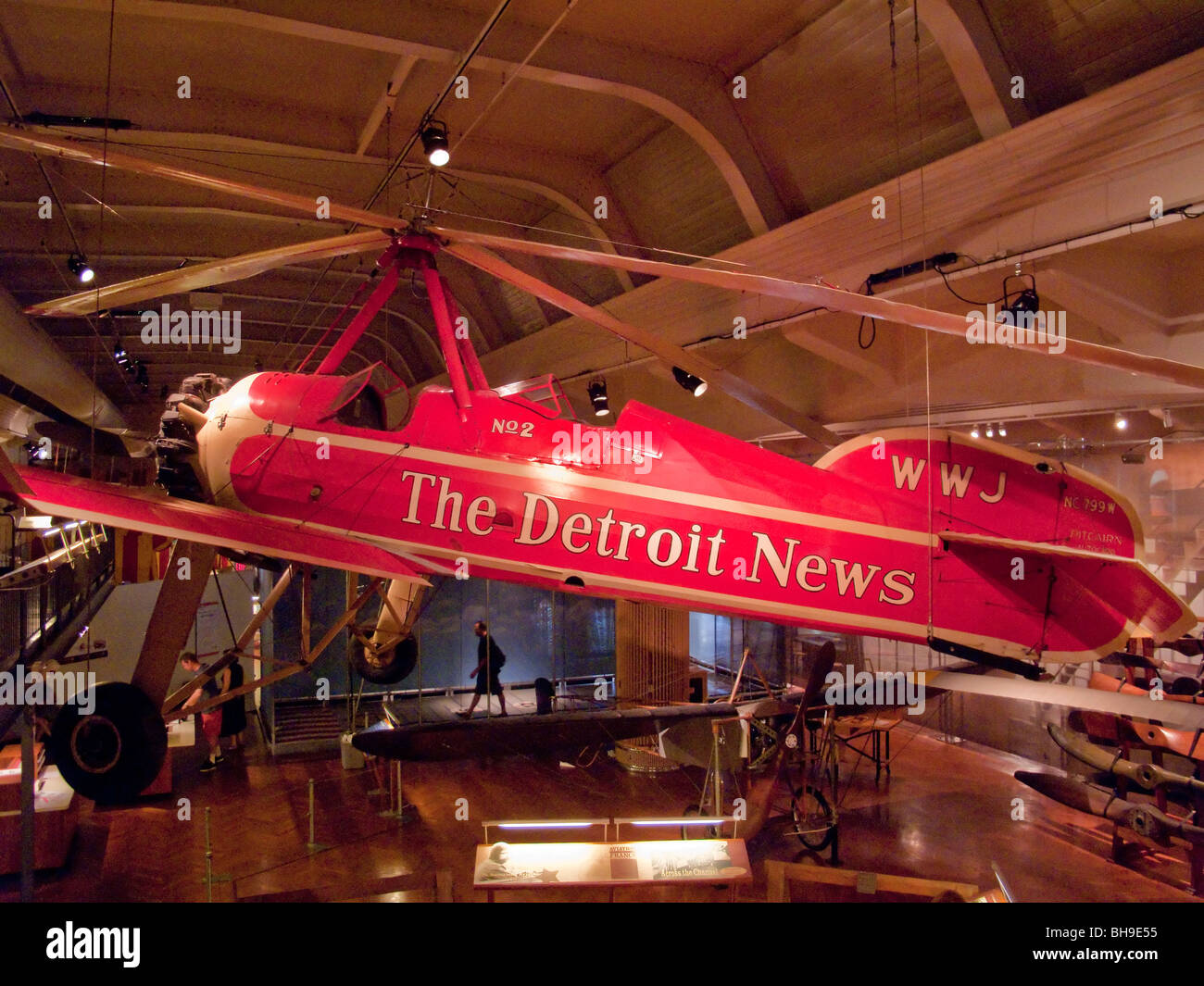 A 1931 Pitcairn Autogyro once owned by the Detroit News is on display at the Henry Ford Museum in Dearborn, Michigan Stock Photo