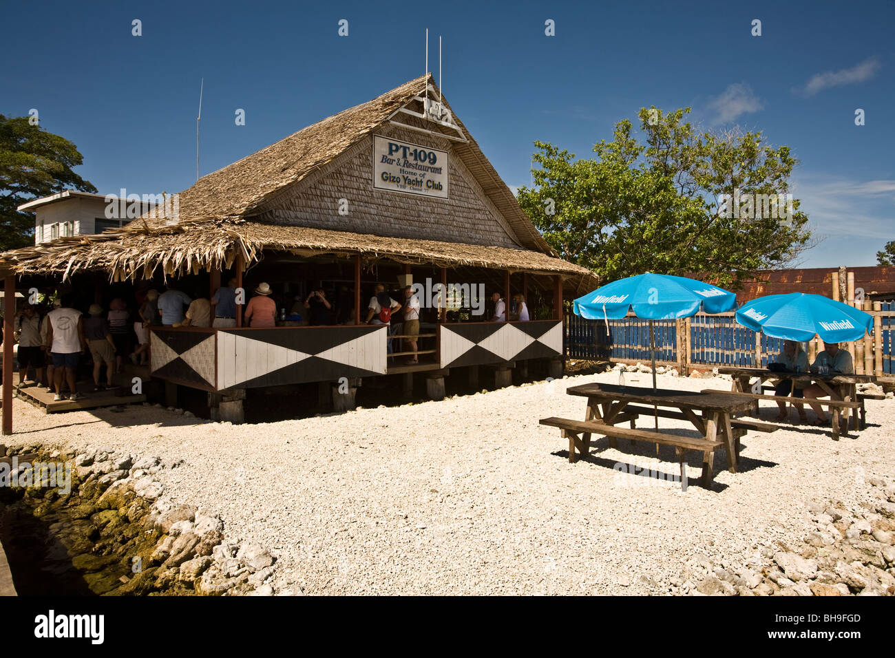 The PT-109 Bar & Restaurant is a Gizo landmark and one of the legendary watering holes of the South Pacific Stock Photo