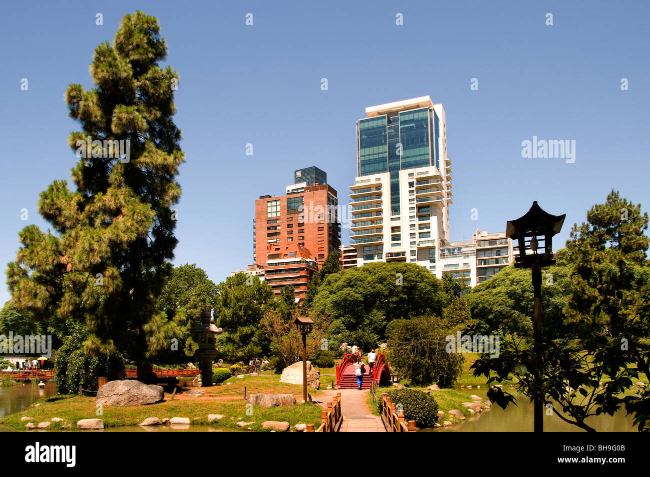 Sky Line Buenos Aires Jardin Japones Japonese Garden Argentina Town City Stock Photo