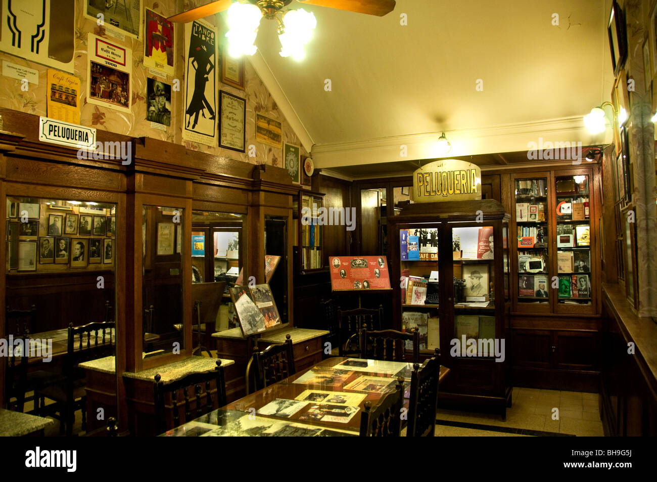 Library  Gran Cafe Torini Buenos Aires Argentina Town City art nouveau Carlos Gardel tango writer Jorge Luis Borges Stock Photo