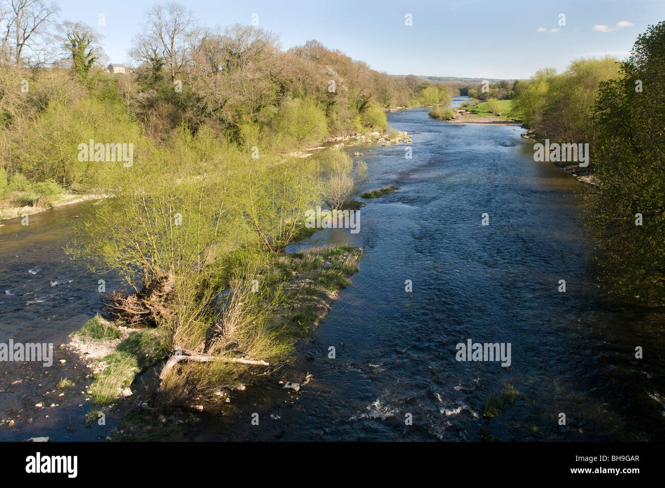 The river Wye at Hay-on-Wye on the route of the Offa's dyke path Stock Photo