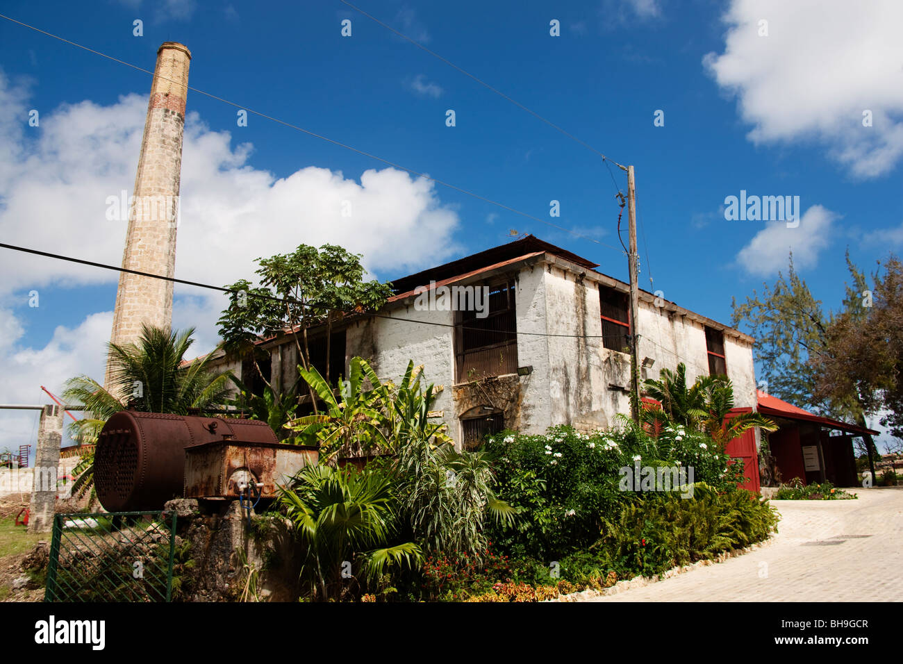 A  working rum distillery at St Nicholas Abbey on the Caribbean island of Barbados Stock Photo