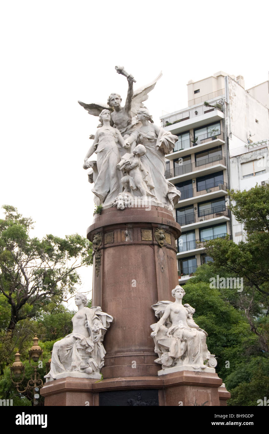 Hommage de la Colonie Francaise Buenos Aires Argentina Town City Statue Sculpture Stock Photo