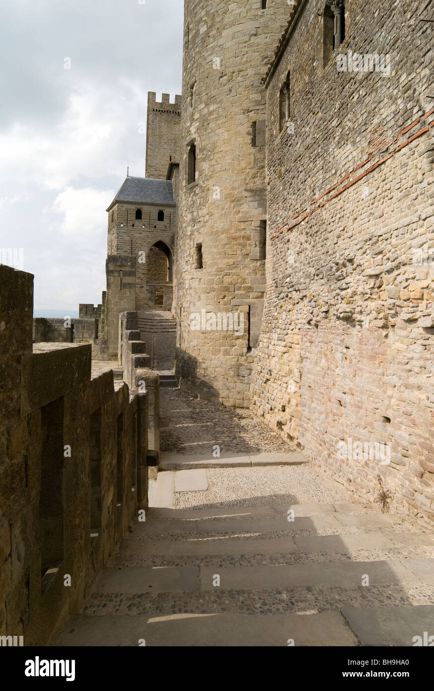 Walls of the medieval citadel, Carcassonne, Aude, Occitanie France Stock Photo