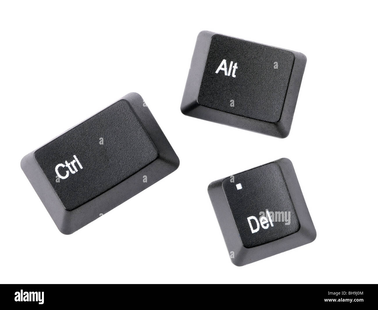 Black Ctrl, Alt, Del keyboard keys isolated on white Stock Photo