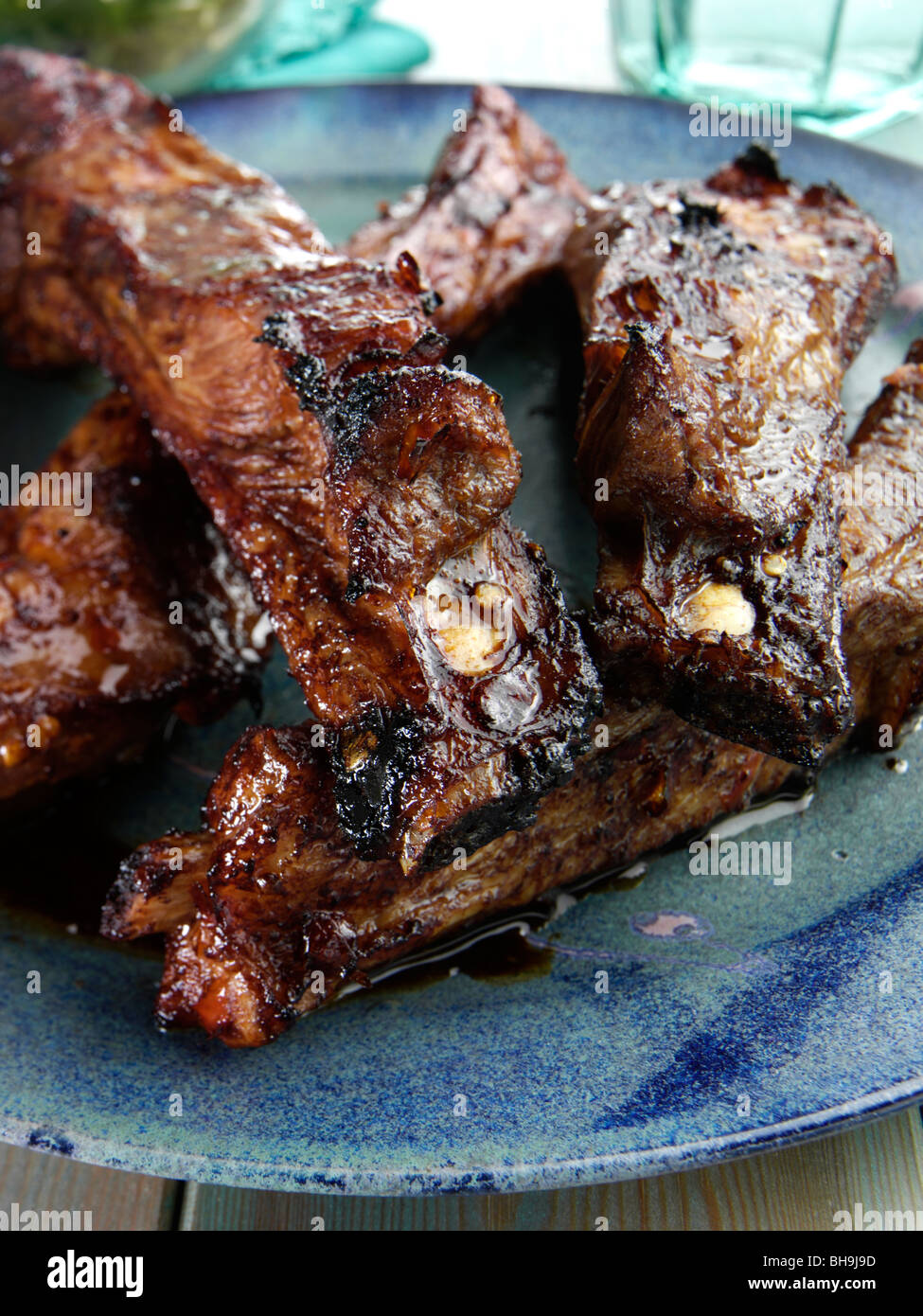 American BBQ pork spare ribs main meals Stock Photo