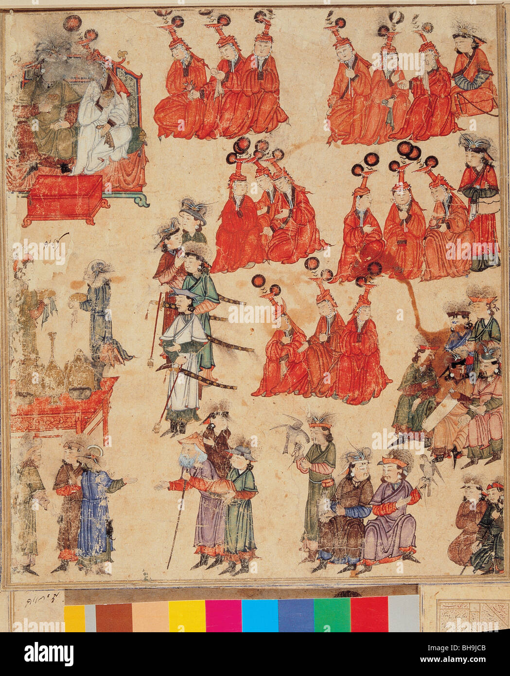 Miniature depicting Chinese people, Fatih Album, Topkapi Palace Museum Stock Photo