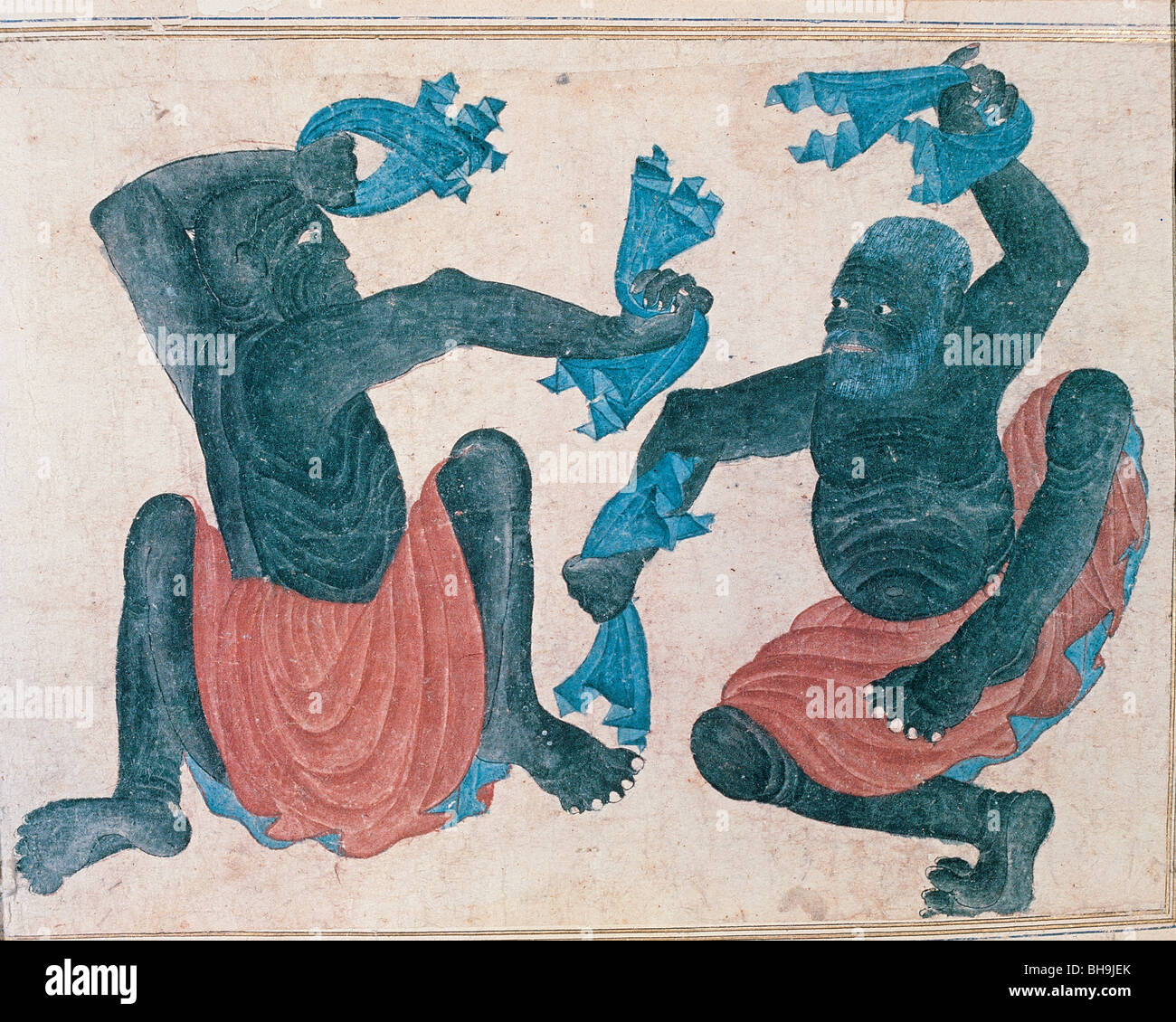 Miniature depicting dance of Shamans by Mehmet Siyahkalem, Fatih Album, Topkapi Palace Museum Stock Photo
